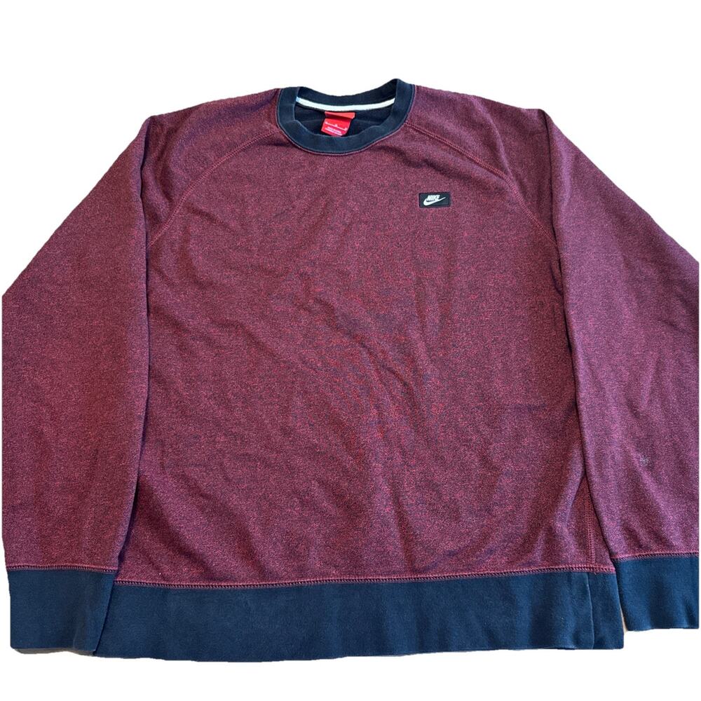 Nike Sweatshirt Mens Red Black Crewneck Pullover Sz Medium Vintage Nike Y2K